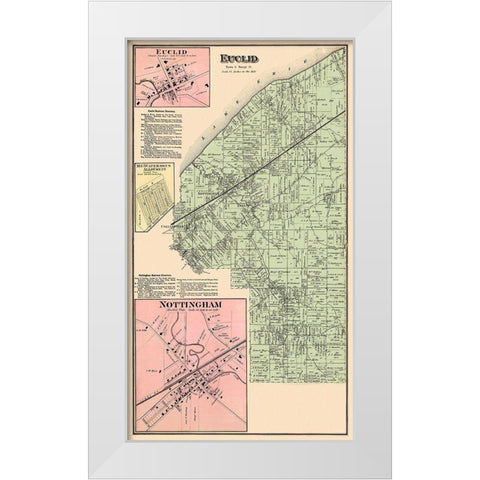 Euclid Ohio Landowner - Cram 1874 White Modern Wood Framed Art Print by Cram