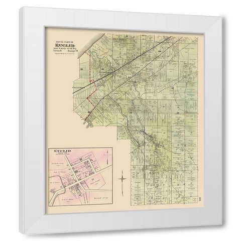 Euclid, Southern Ohio Landowner - Cram 1892 White Modern Wood Framed Art Print by Cram
