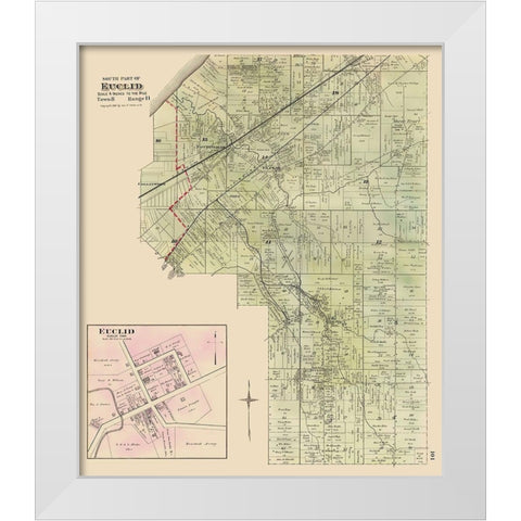 Euclid, Southern Ohio Landowner - Cram 1892 White Modern Wood Framed Art Print by Cram