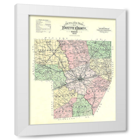 Fayette Ohio - Dunham 1913 White Modern Wood Framed Art Print by Dunham