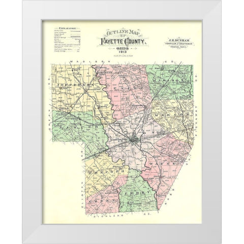 Fayette Ohio - Dunham 1913 White Modern Wood Framed Art Print by Dunham