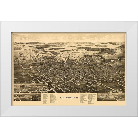 Findlay Ohio - Norris 1889 White Modern Wood Framed Art Print by Norris