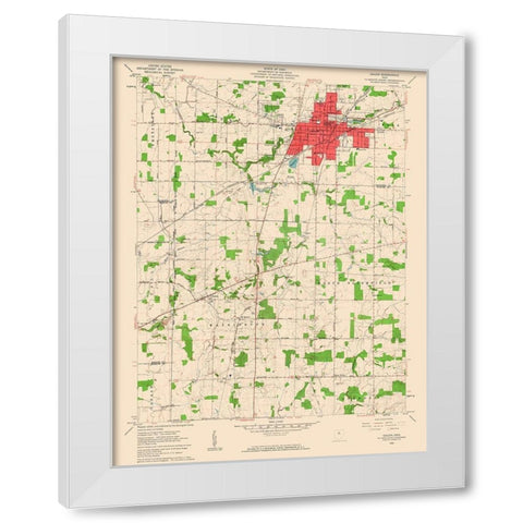 Galion Ohio Quad - USGS 1960 White Modern Wood Framed Art Print by USGS