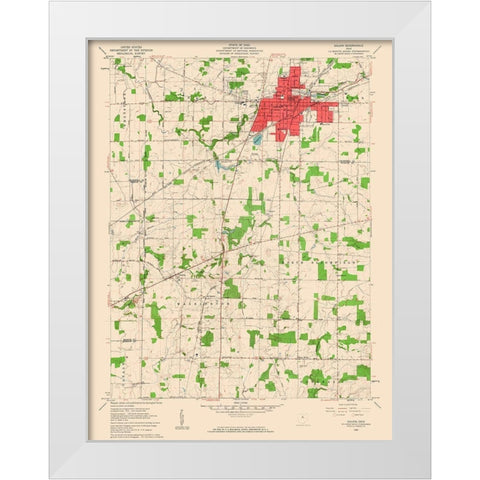 Galion Ohio Quad - USGS 1960 White Modern Wood Framed Art Print by USGS