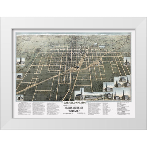 Galion Ohio - Smith 1891 White Modern Wood Framed Art Print by Smith