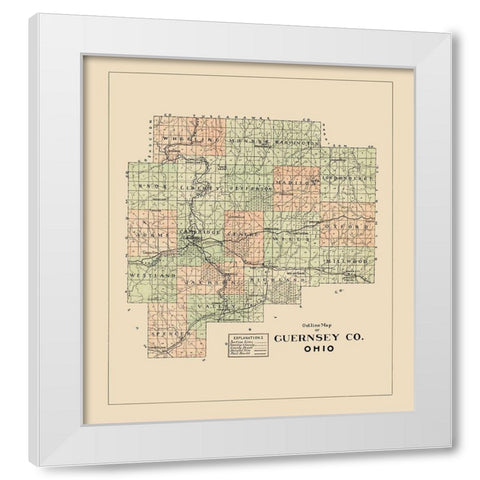 Guernsey Ohio - 1902 White Modern Wood Framed Art Print by Unknown