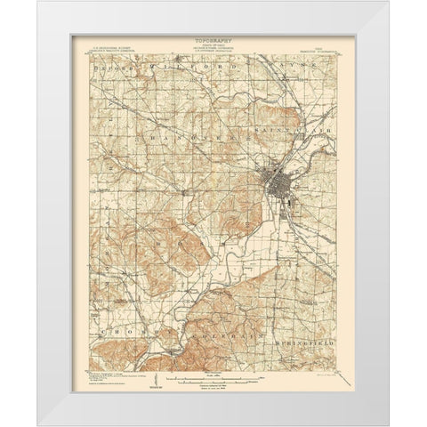 Hamilton Ohio Quad - USGS 1905 White Modern Wood Framed Art Print by USGS