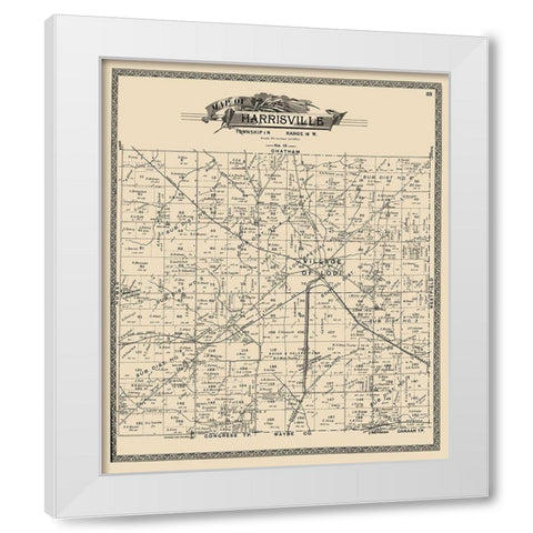 Harrisville Ohio Landowner - American Atlas 1897 White Modern Wood Framed Art Print by American Atlas