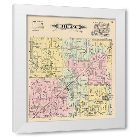 Hilliar Ohio Landowner - Caldwell 1896 White Modern Wood Framed Art Print by Caldwell