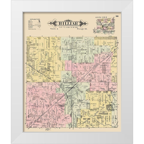 Hilliar Ohio Landowner - Caldwell 1896 White Modern Wood Framed Art Print by Caldwell