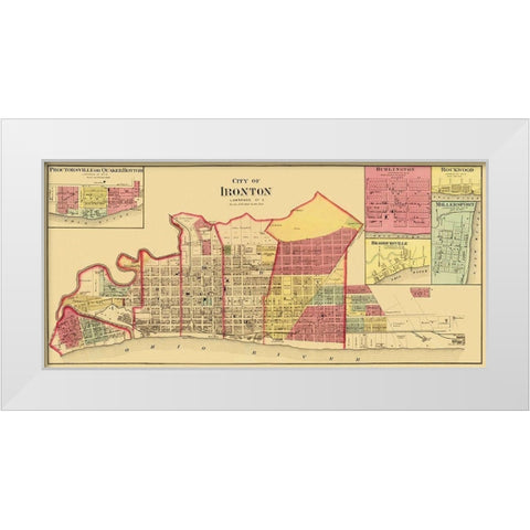 Ironton Ohio Landowner - Aschbach 1877 White Modern Wood Framed Art Print by Aschbach