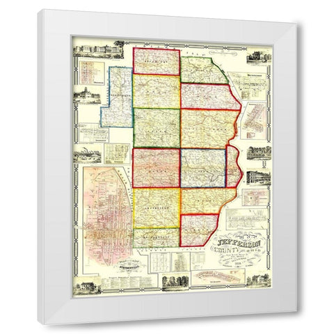 Jefferson Ohio Landowner - Lee 1856 White Modern Wood Framed Art Print by Lee