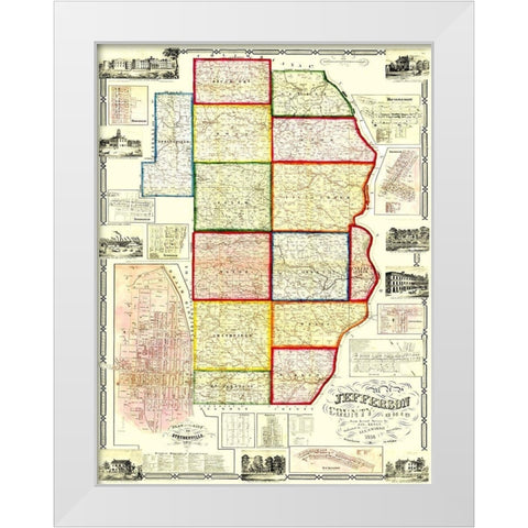 Jefferson Ohio Landowner - Lee 1856 White Modern Wood Framed Art Print by Lee