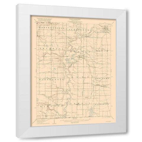 Jefferson Ohio Quad - USGS 1907 White Modern Wood Framed Art Print by USGS