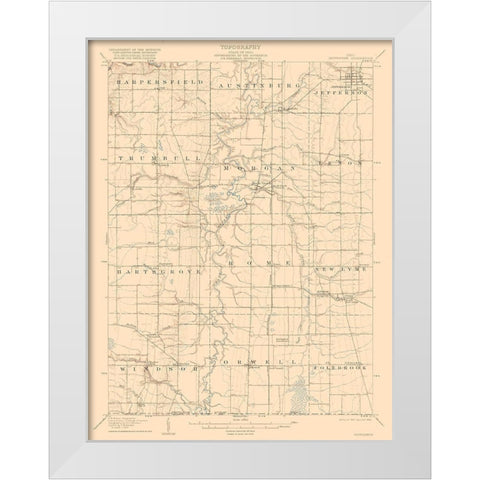 Jefferson Ohio Quad - USGS 1907 White Modern Wood Framed Art Print by USGS