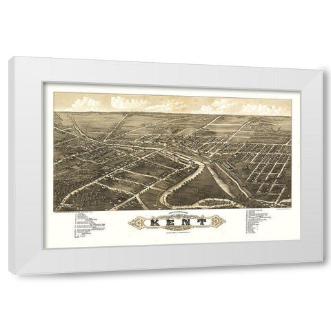 Kent Ohio - Stoner 1882 White Modern Wood Framed Art Print by Stoner