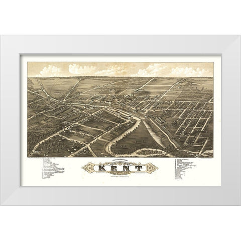 Kent Ohio - Stoner 1882 White Modern Wood Framed Art Print by Stoner