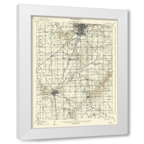 Lima Ohio Quad - USGS 1906 White Modern Wood Framed Art Print by USGS
