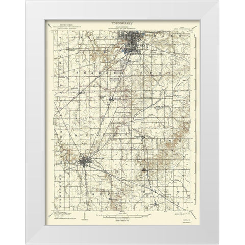 Lima Ohio Quad - USGS 1906 White Modern Wood Framed Art Print by USGS