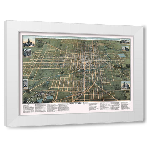 Lima Ohio - Buckingham 1892 White Modern Wood Framed Art Print by Buckingham
