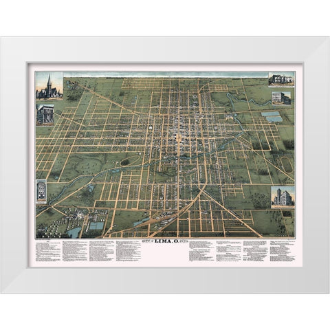 Lima Ohio - Buckingham 1892 White Modern Wood Framed Art Print by Buckingham