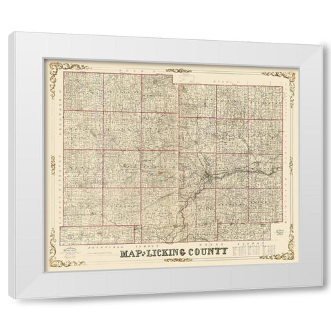 Licking County Ohio - Roell 1854 White Modern Wood Framed Art Print by Roell