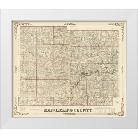 Licking County Ohio - Roell 1854 White Modern Wood Framed Art Print by Roell