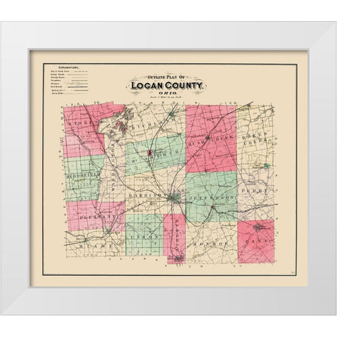 Logan Ohio - Lake 1890 White Modern Wood Framed Art Print by Lake