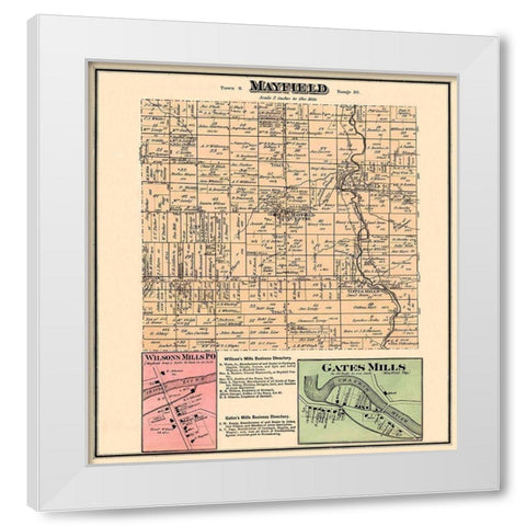 Mayfield Ohio Landowner - Cram 1874 White Modern Wood Framed Art Print by Cram
