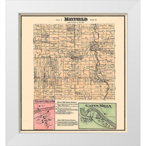 Mayfield Ohio Landowner - Cram 1874 White Modern Wood Framed Art Print by Cram
