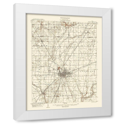 Marion Ohio Quad - USGS 1905 White Modern Wood Framed Art Print by USGS