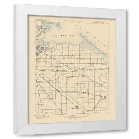 Maumee Bay Ohio Quad - USGS 1900 White Modern Wood Framed Art Print by USGS