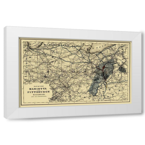 Marietta and Pittsburgh Railroad - Colton 1871 White Modern Wood Framed Art Print by Colton