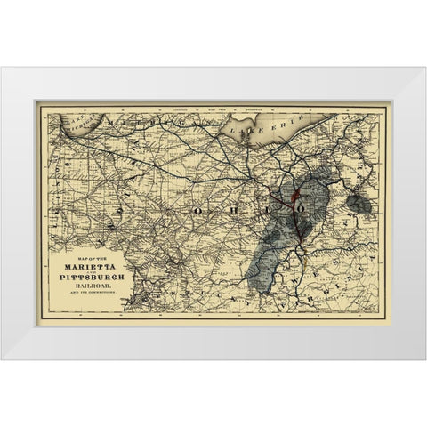 Marietta and Pittsburgh Railroad - Colton 1871 White Modern Wood Framed Art Print by Colton