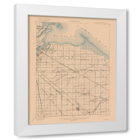 Maumee Bay Ohio Quad - USGS 1900 White Modern Wood Framed Art Print by USGS