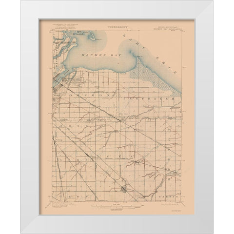 Maumee Bay Ohio Quad - USGS 1900 White Modern Wood Framed Art Print by USGS