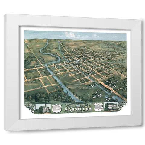 Massillon Ohio - Stoner 1870 White Modern Wood Framed Art Print by Stoner