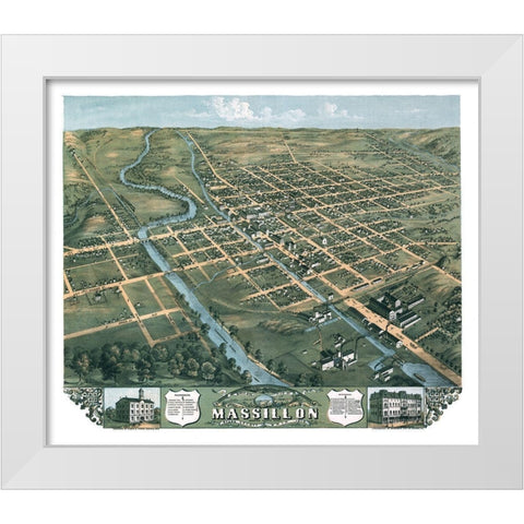 Massillon Ohio - Stoner 1870 White Modern Wood Framed Art Print by Stoner