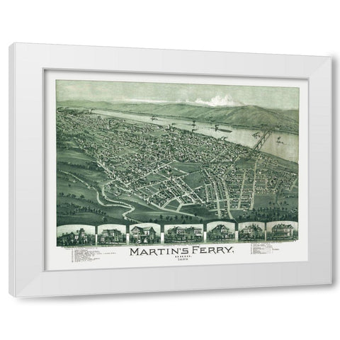 Martins Ferry Ohio - Fowler 1899 White Modern Wood Framed Art Print by Fowler