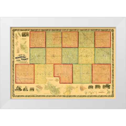 Mahoning County Ohio - Canfield 1860 White Modern Wood Framed Art Print by Canfield