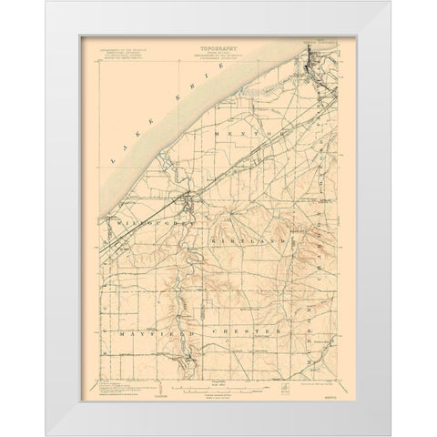 Mentor Ohio Quad - USGS 1907 White Modern Wood Framed Art Print by USGS
