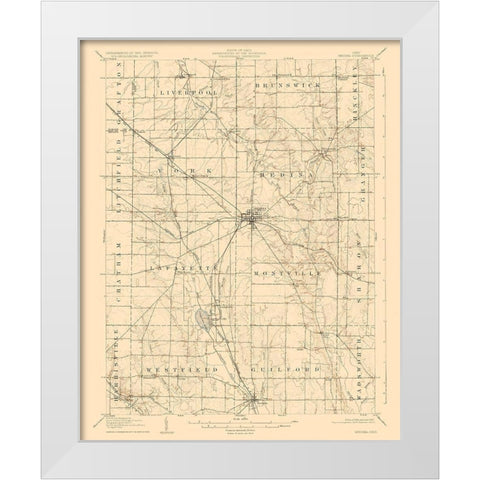 Medina Ohio Quad - USGS 1906 White Modern Wood Framed Art Print by USGS
