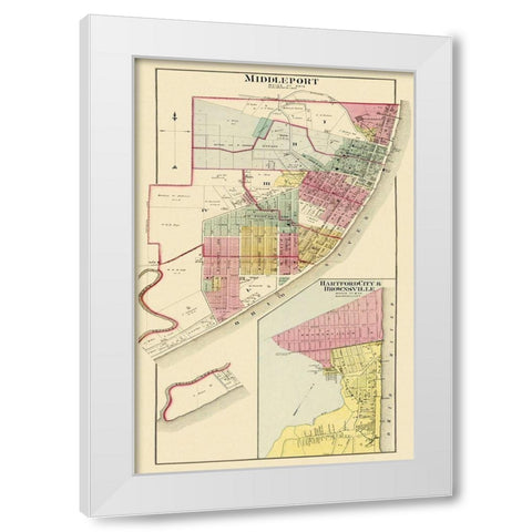 Middleport, Hartford, Brownsville Ohio, W Virginia White Modern Wood Framed Art Print by Hayes