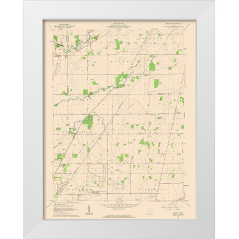 Monnett Ohio Quad - USGS 1961 White Modern Wood Framed Art Print by USGS