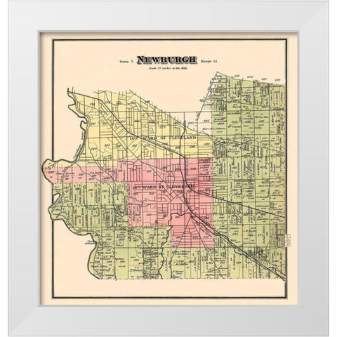 Newburgh Ohio Landowner - Titus 1874 White Modern Wood Framed Art Print by Titus