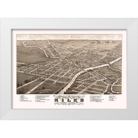 Niles Ohio - Stoner 1882 White Modern Wood Framed Art Print by Stoner