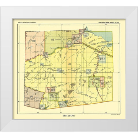 Ohio - Detail - Hoen 1896 White Modern Wood Framed Art Print by Hoen