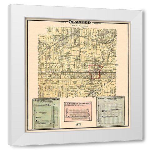 Olmsted Ohio Landowner - Titus 1876 White Modern Wood Framed Art Print by Titus