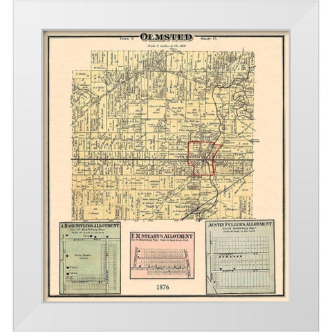 Olmsted Ohio Landowner - Titus 1876 White Modern Wood Framed Art Print by Titus