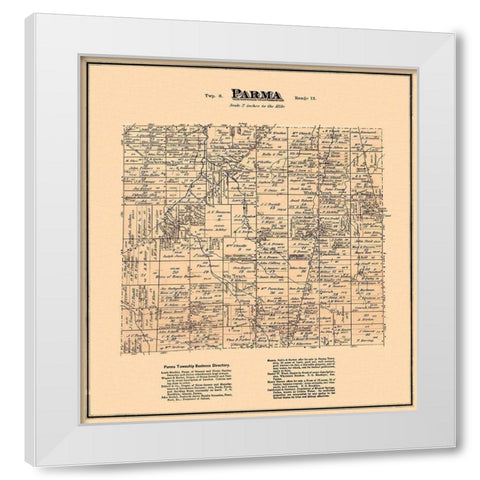 Parma Ohio Landowner - Titus 1876 White Modern Wood Framed Art Print by Titus